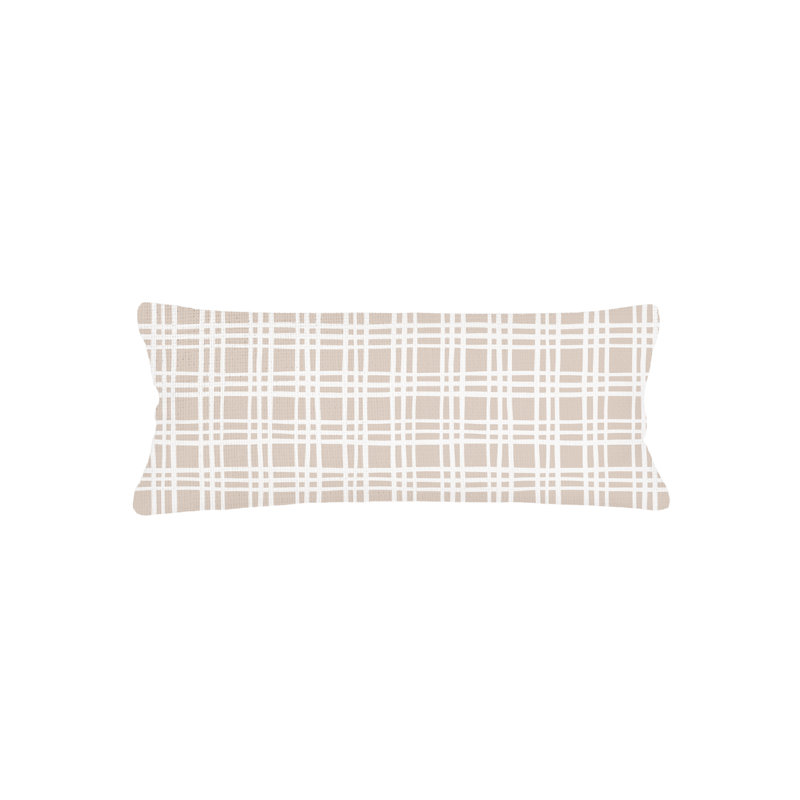 Cape Blue Estate Plaid Linen Dutch Euro Pillow 28X36 with Down Insert, Beige, Square 26", Down Blend