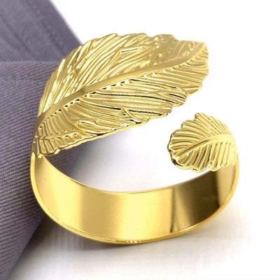 12Pcs Gold Leaf Napkin Rings, Metal Leaf Napkin Holder Thanksgiving Napkin Rings Table Decorations for Anniversary Birthday Wedding Party
