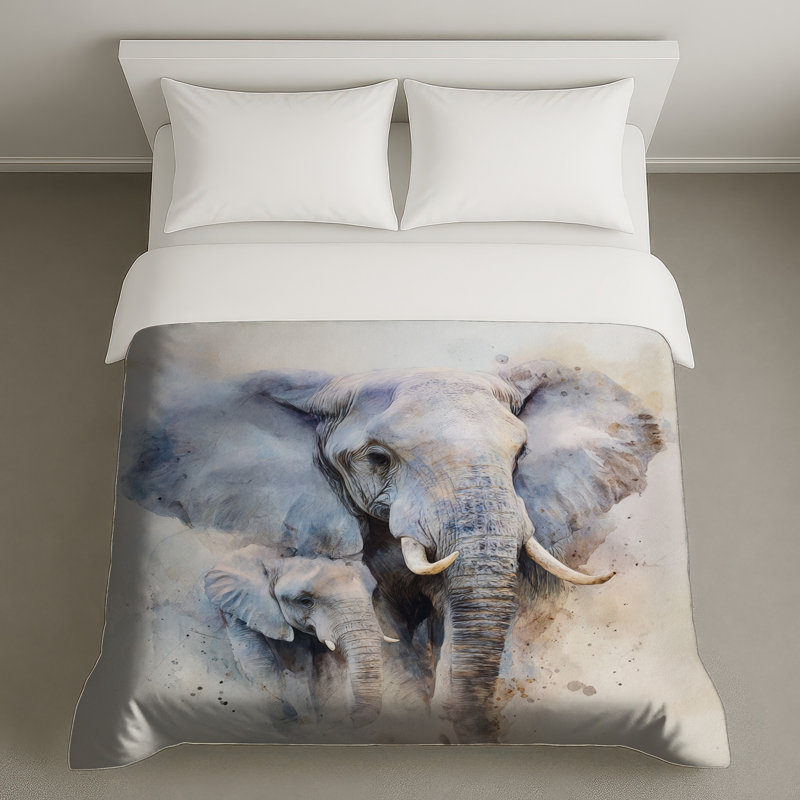 Housse de couette Elephant Bedding Animal Boho Boho, Très grand lit