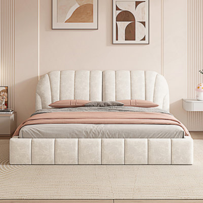 Grand lit plateforme tapissier Modern