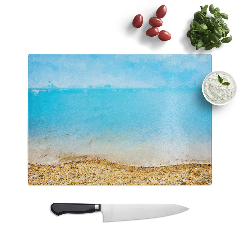 Tempered Glass Brighton Beach in England Chopping Board, 39 cm W x 28.5 cm L