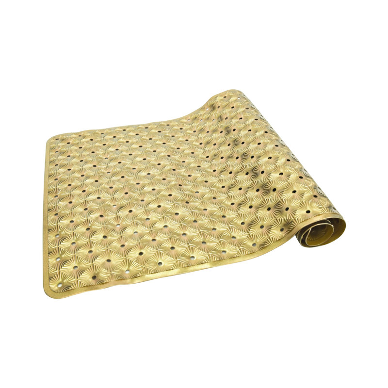 Bathtub Mat Non Slip With Suction Cups 15"X27" - Anti-Slip Shower Mat- Machine Washable Bath Tub Mat With Multiple Drainage Holes (Gold)