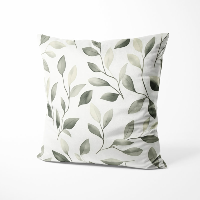 Coussin abstrait - Coussin moderne imprimé sauge, H 20 po x l 20 po