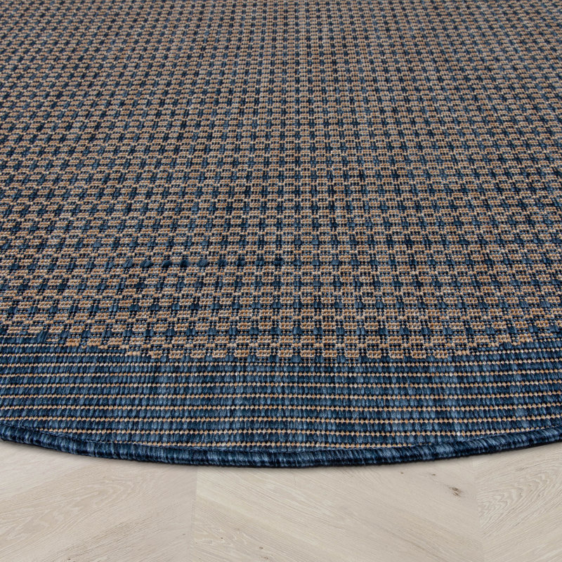 Tapis intérieur / extérieur Marshanna Odin, Bleu, Rond 4 pi