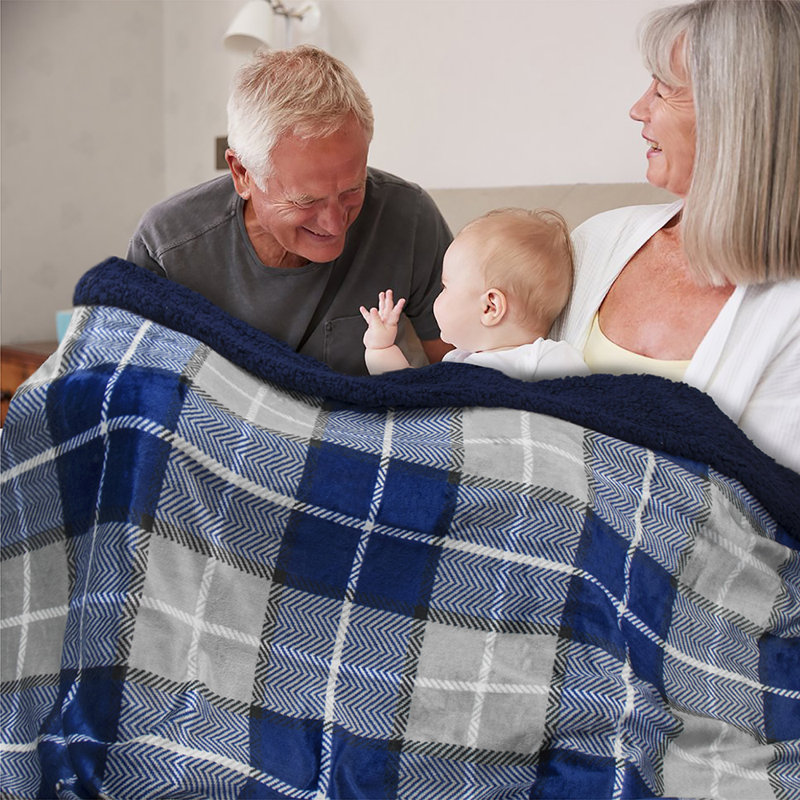 Plaid Red Sherpa Fleece Reversible Twin Blanket