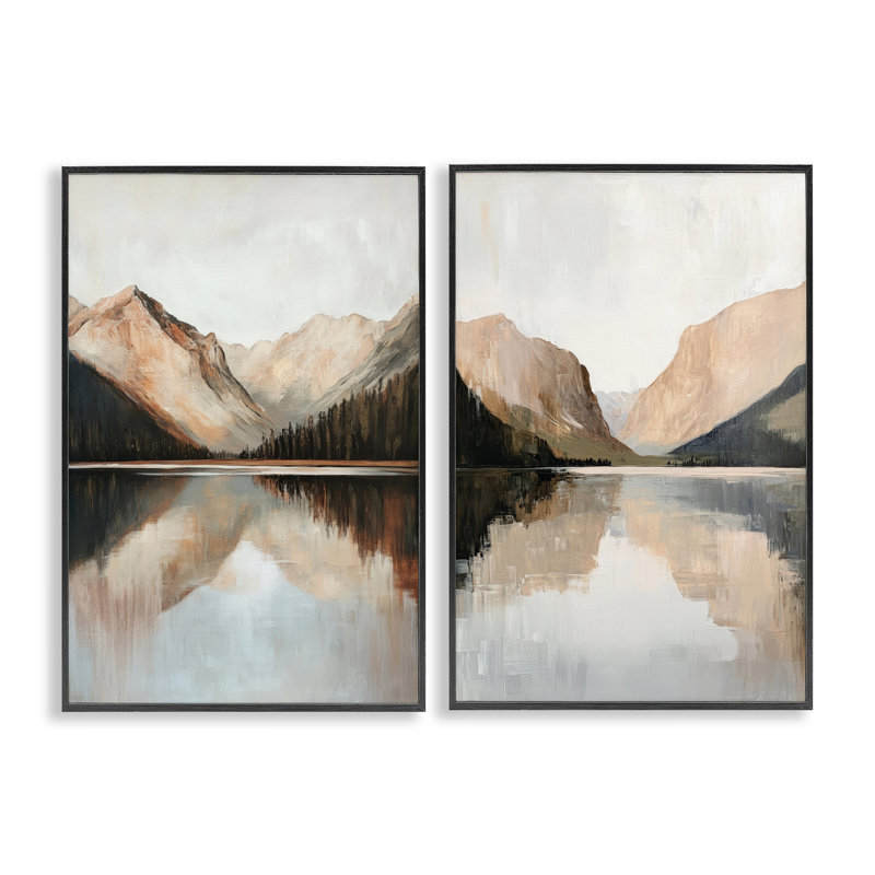 Ensemble de giclée encadrée rustique 2 pièces, H 18 po x l 12 po, Giclée encadrée noir minuit