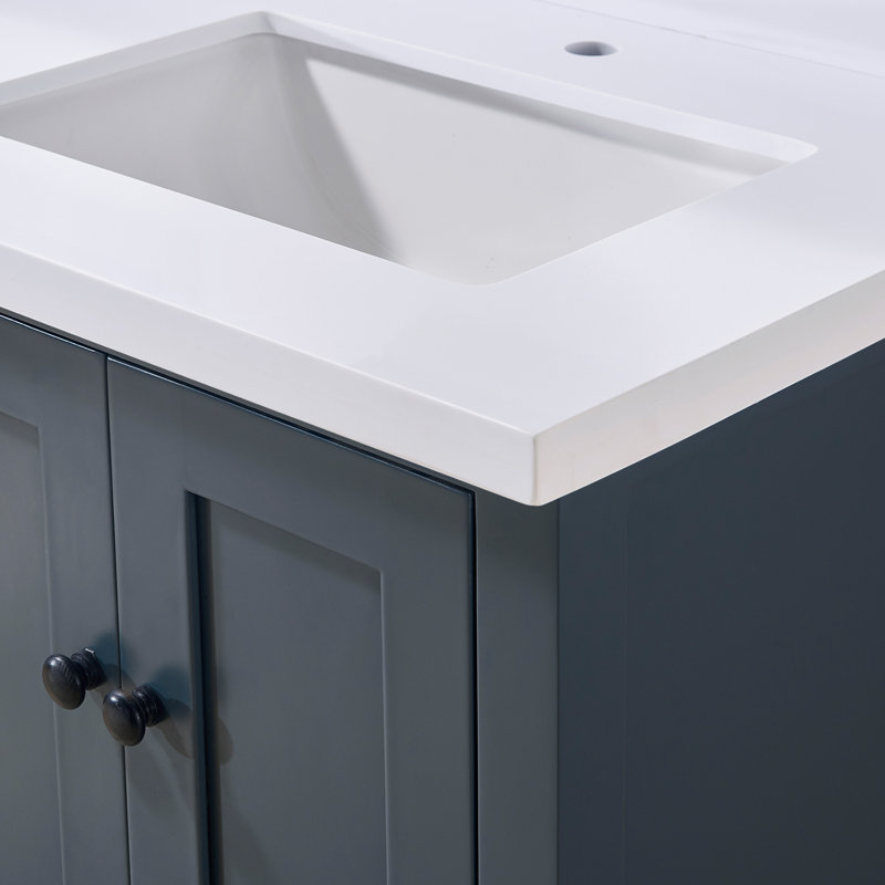 Caorle Double Bathroom Vanity Top in Snow White with Sink