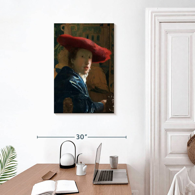 Fille Leisha avec un chapeau rouge, H 30 po x l 20 po