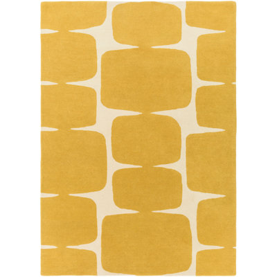 Scion Hand Tufted Wool Geometric Area Rug in Mustard/Cream