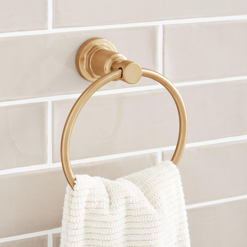 Greyfield 6-1/2" Wall Mounted Towel Ring, Brushed Gold