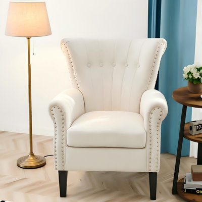 Accent Chair Upholstered Tufted Wingback With Nailhead Around For Room