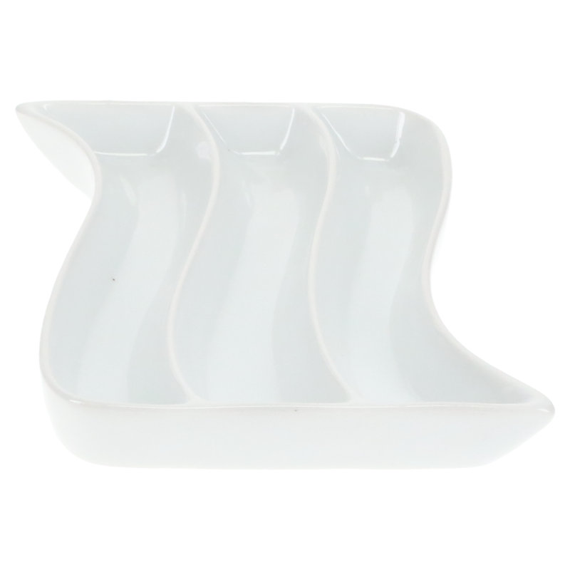 White Ceramic Wavy 3-Ounce Serving Dish