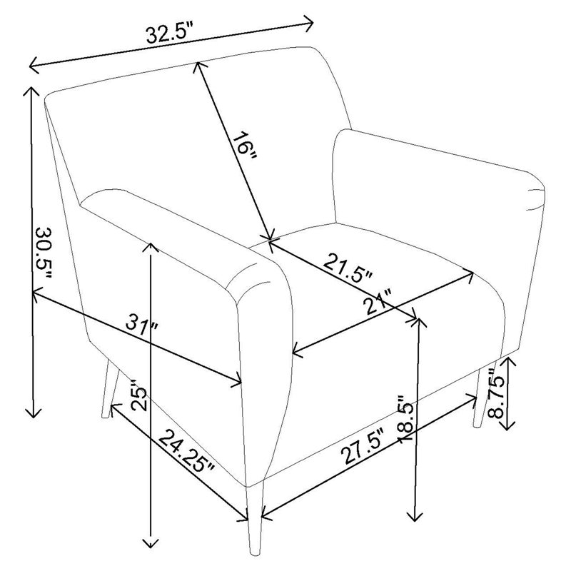 Fauteuil en polyester de 32,5 po de large Kionni, 100 % polyester - gris anthracite