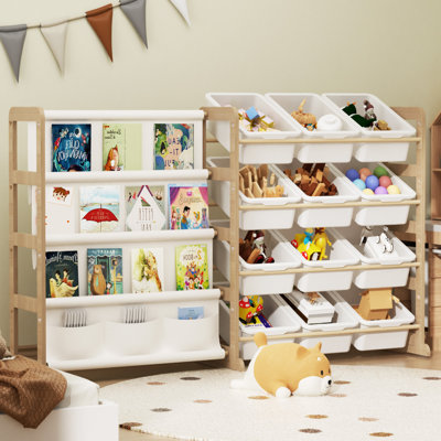 Large Toy Storage Organizer With 12 Toy Bins, Toy Organizers And Storage With 4 Tier Bookshelf For Kids Room, Playroom, Nursery Room by Isabelle & Max