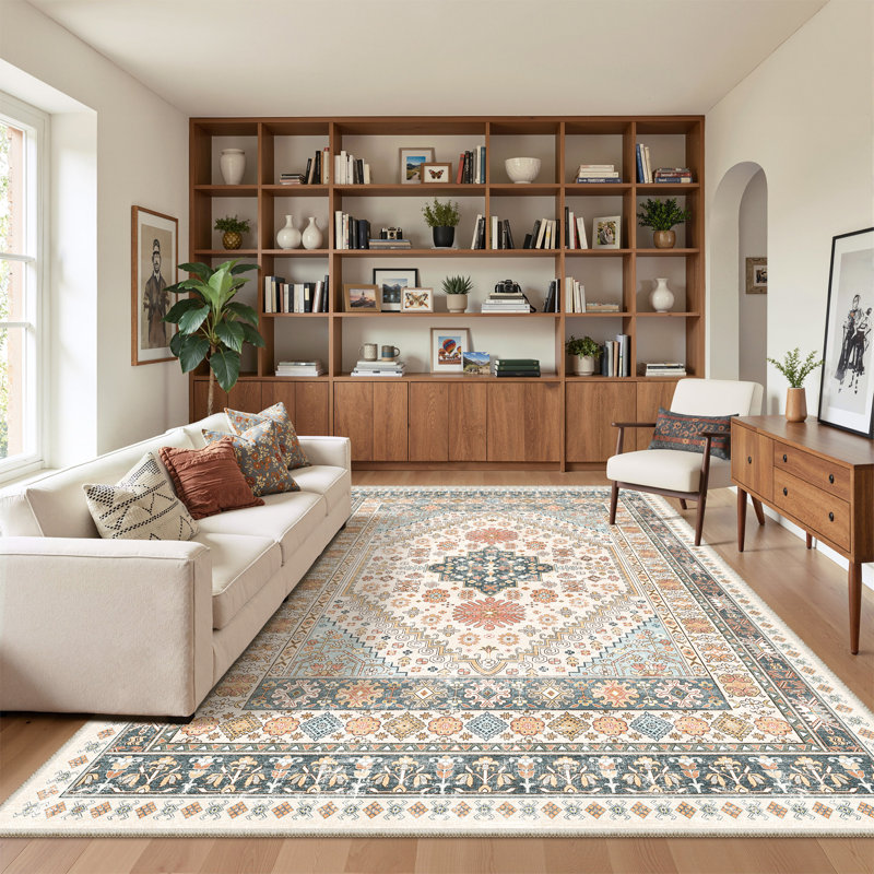 Malaika Machine-Washable Non-Slip Medallion Area Rug, Rectangle 5' x 7', Multicolor