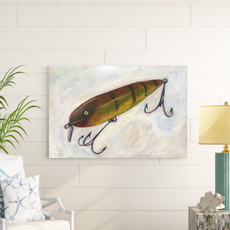 Retro Fishing Lure II by Regina Moore - Wrapped Canvas Painting Rosecliff Heights Size: 32 H x 48 W