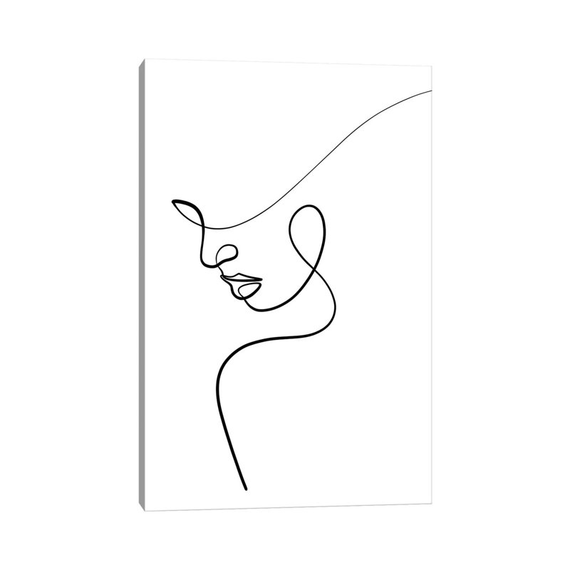 «One Line Woman» par Dane Khy - reproduction de dessin, Pas de tapis, H 40 po x l 26 po x P 1,5 po, Toile tendue