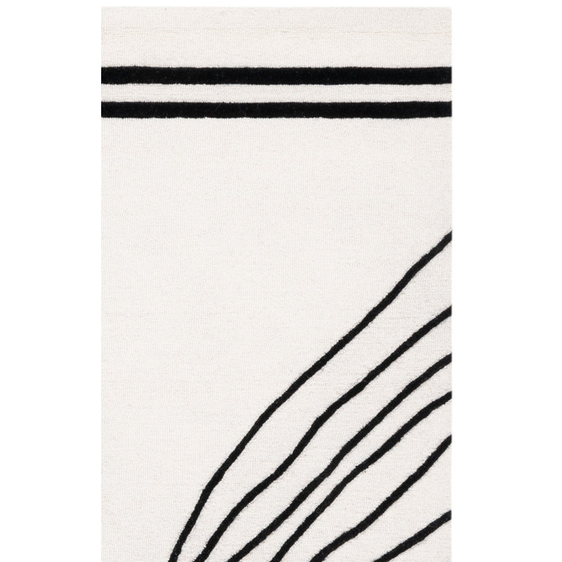 Tapis ivoire / noir Felipe, Rectangle 3 pi x 5 pi