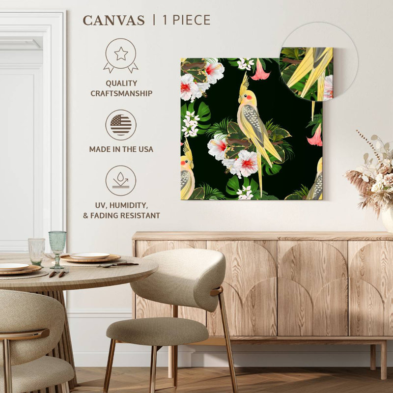 Crowle Tropical Cockatiels, 10" H x 10" W