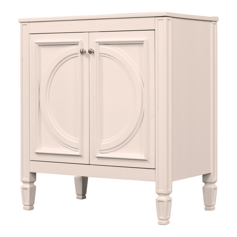 Meuble-lavabo de 30 po avec lavabo, deux portes avec tablette, charnières de porte à fermeture en douceur, style rétro, Blanc