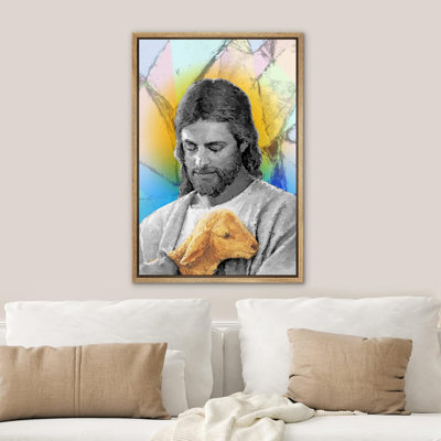 «Jesus Christ And Sheep Shepherd Church Church», reproduction d'art sur toile multicolore urbain moderne