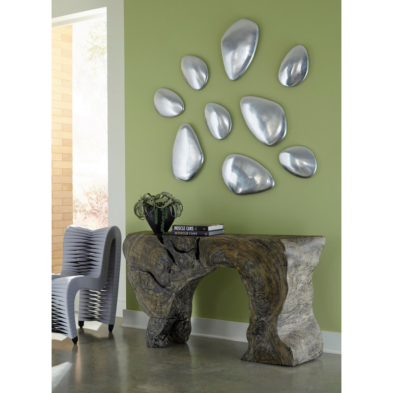 River Stone Wall Décor, 9" H x 13" W x 16" D, Silver
