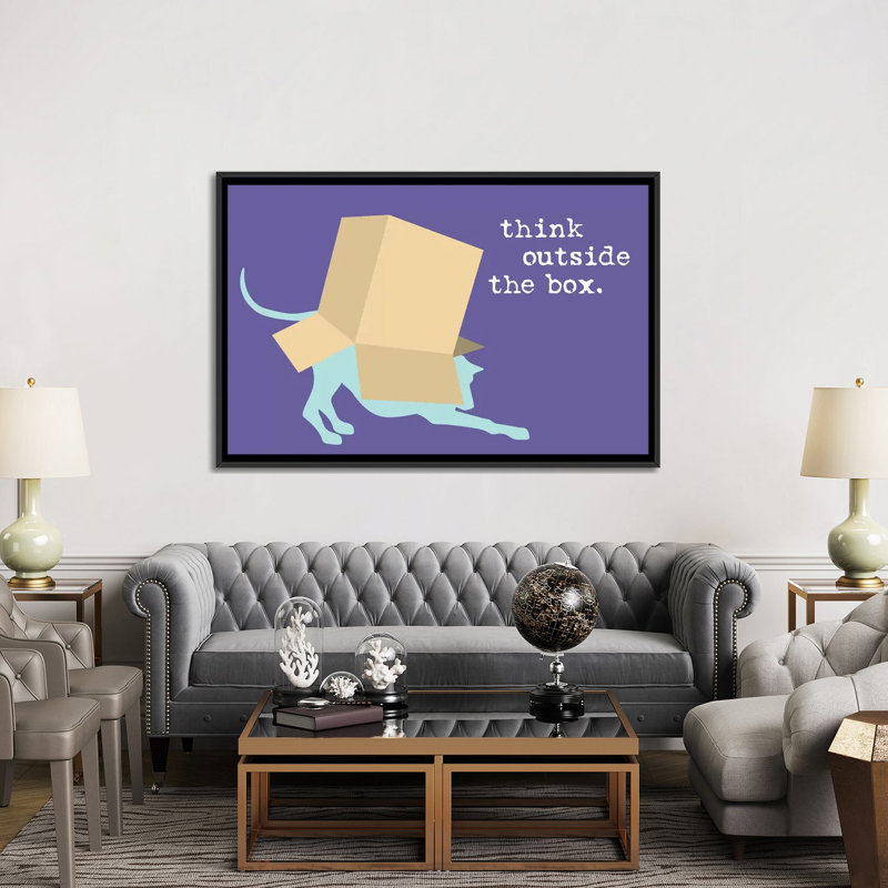 «Out the box», impression sur toile, H 18 po x l 26 po x P 1,5 po, Toile avec cadre noir, Pas de tapis