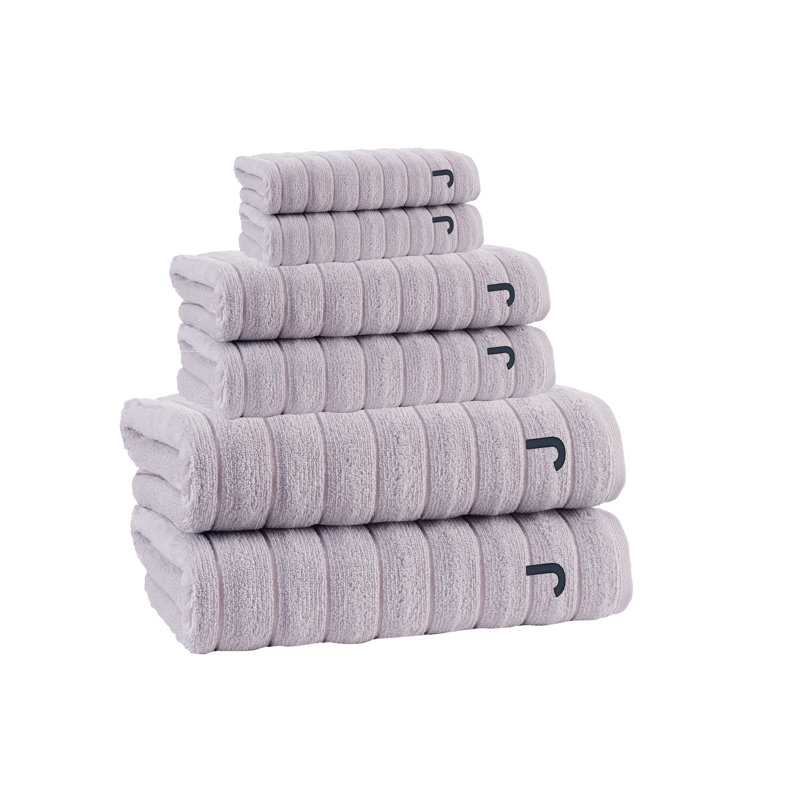 Brooks Brothers Vague 6 pcs Towel Set, J, Silver