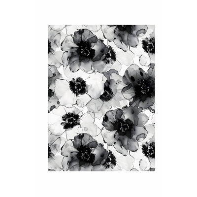 Impression florale moderne en noir et blanc