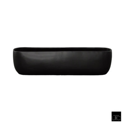 Slate Ceramic Low Oval Wide Opening Planter with Matte Finish