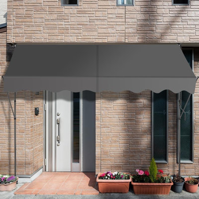 Auvent rétractable manuel avec auvent de porte de patio réglable de 118 pouces, auvent de protection contre les rayons UV pour la cour, le balcon et le jardin (gris)