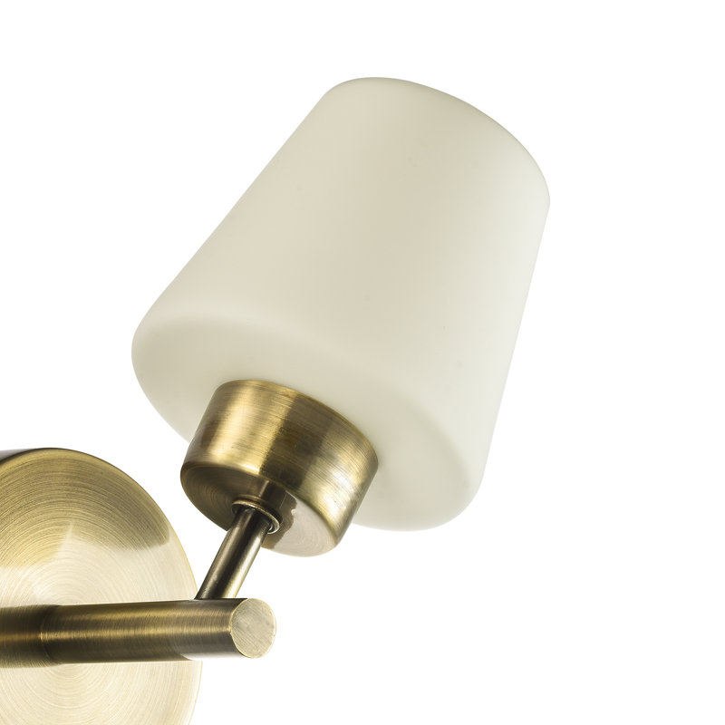 Achai Modern and Opal Glass IP44 Rated Bathroom Wall Lighting Fixture, Antique Brass