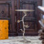 Table d'appoint ronde en aluminium 16,9 x 16,9 x 28 po avec branches argentées et or