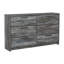 Ensemble de commode et miroir 2 pièces Bays, 6 tiroirs, poignées gris anthracite, gris
