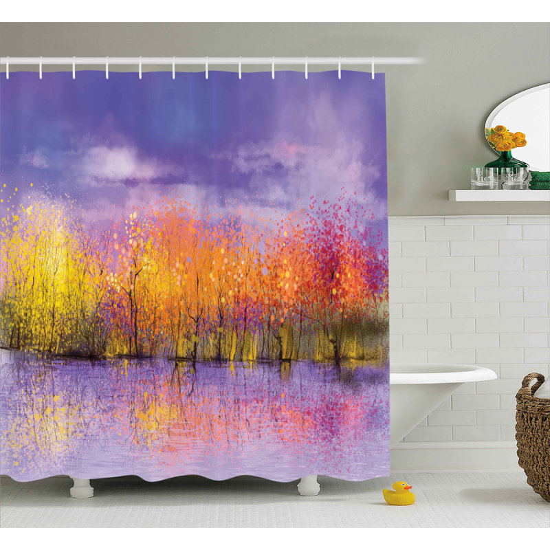 Rideau de douche simple automne season trees river Markwart, H 75 po x l 69 po