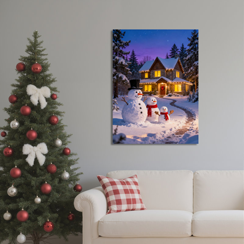 «Winter Snowy House», art mural sur toile, H 18 po x l 12 po