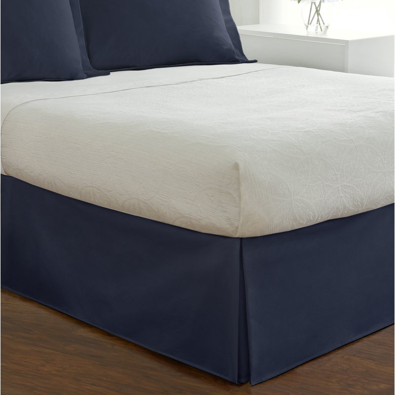 Fresh Ideas Tailored Poplin Bed Skirt, 14" Drop Length, Full, Navy