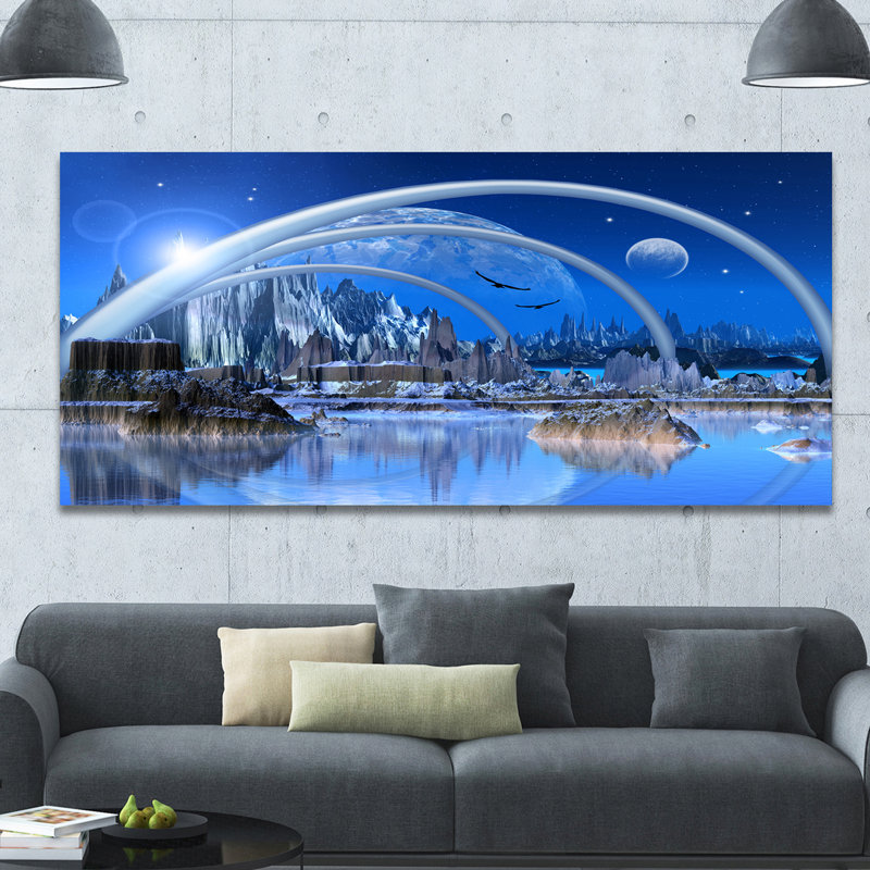 « blue imaginaire landscape », impression sur toile tendue, H 20 po x l 20 po x P 1 po