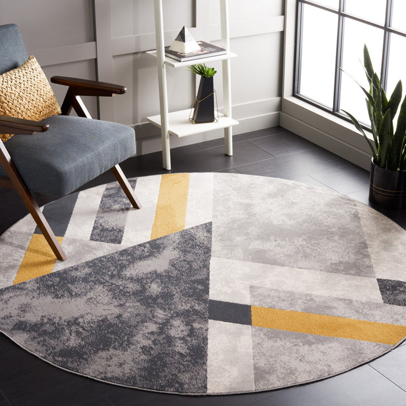 Tapis à motif géométrique Jenuel Performance, Rond 6 pi 7 po