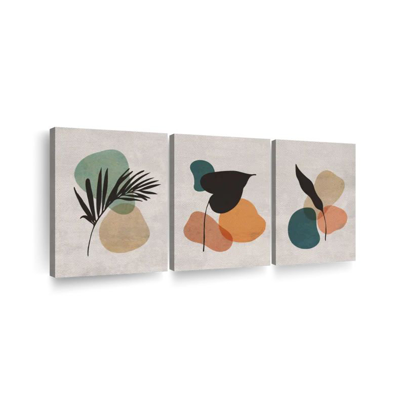Feuillage botanique bohème 3 pièces, H 36 po x l 74 po x P 1,25 po