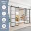 Porte de grange double avec quincaillerie JUBEST, 2 ensembles de verre trempé transparent-93008243