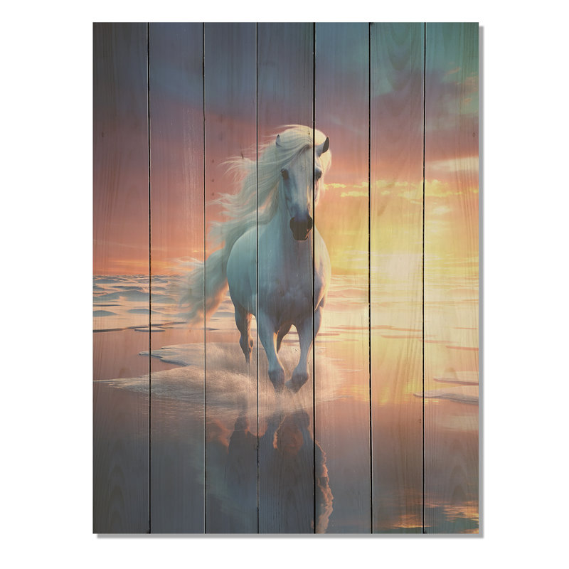 Portrait de majestueux cheval de bord de mer - impression d'un cheval sur bois, H 20 po x l 10 po