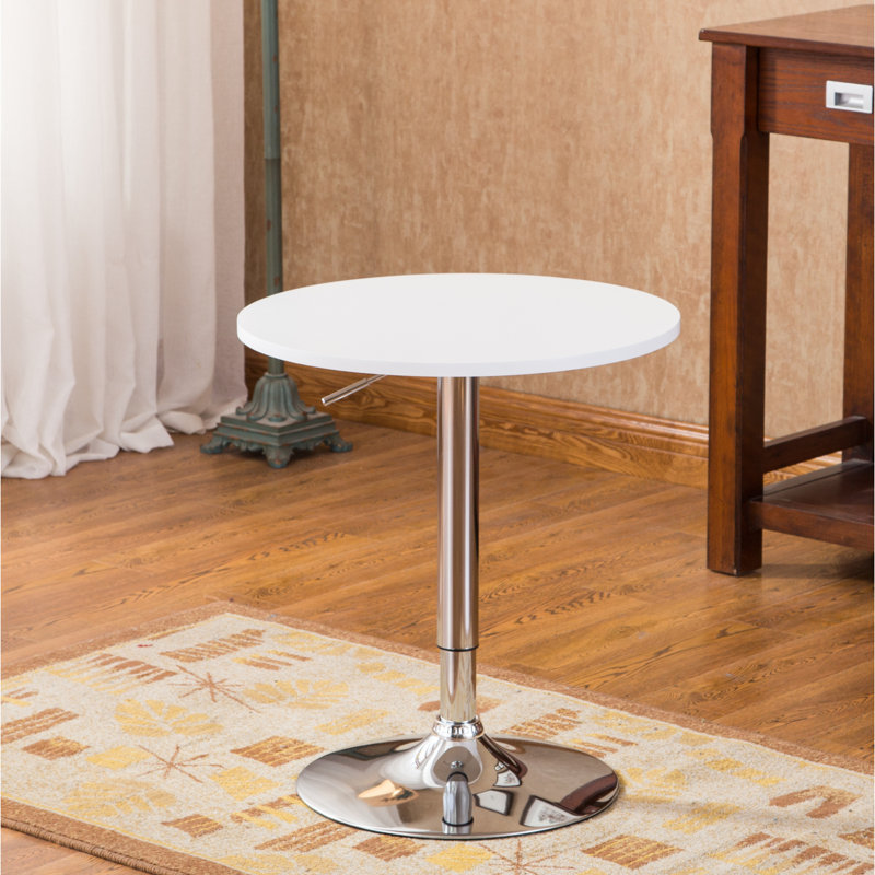 Table haute réglable Coveney, Blanc, Chrome chrome