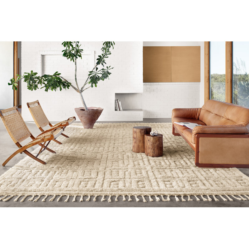 HYGGE Geometric Area Rug in Beige, Rectangle 4' x 6'