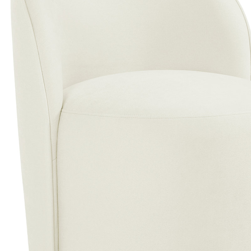 Chaise de salle à manger rembourrée et pivotante en mélange de polyester beige moderne, Lin de coton beige