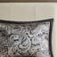 Ensemble de couvre-lit traditionnel 5 pièces en coton brodé jacquard noir, taille Queen-136111560-136111562