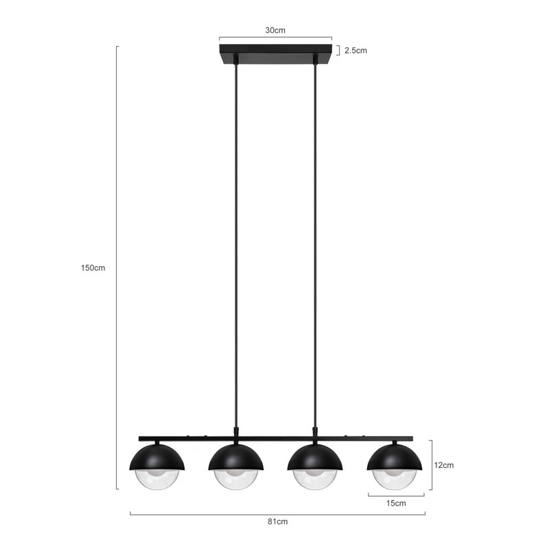 Reggina 4 - Light Matte Black Pendant