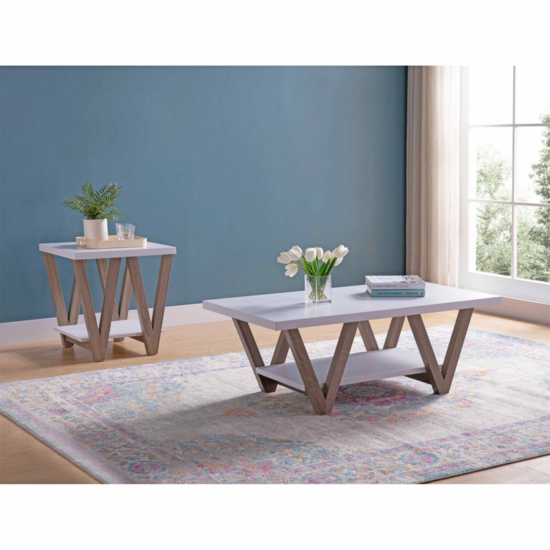 Table basse Coffee 2PC blanc et taupe foncé