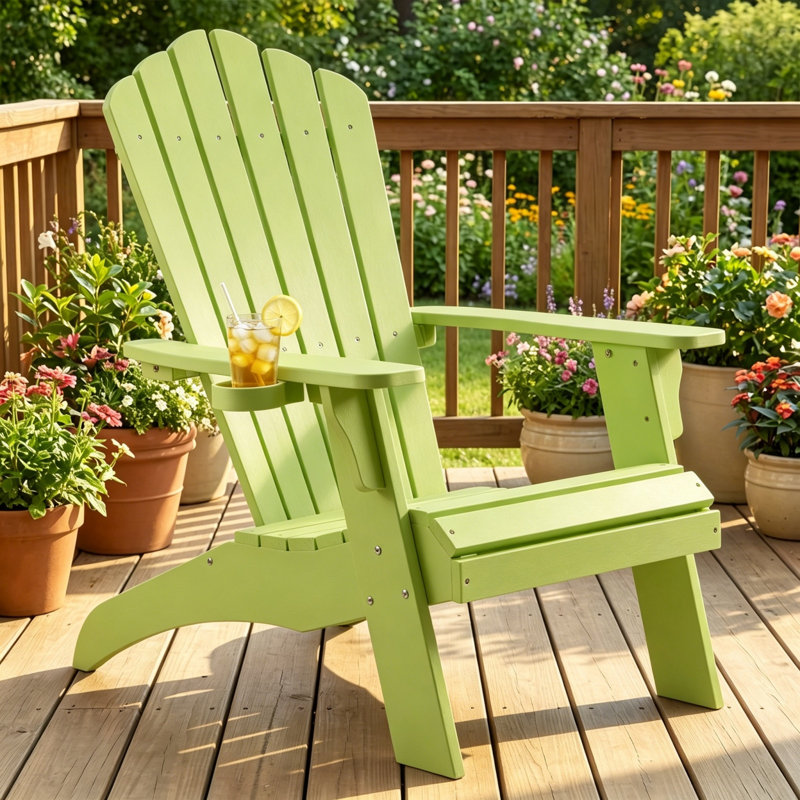 Fauteuil Adirondack surdimensionné avec porte-gobelet, Vert