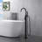 Euro Collection Single Handle Floor Mounted Roman Tub Filler Faucet with Hand Shower - Matte Black-36865954